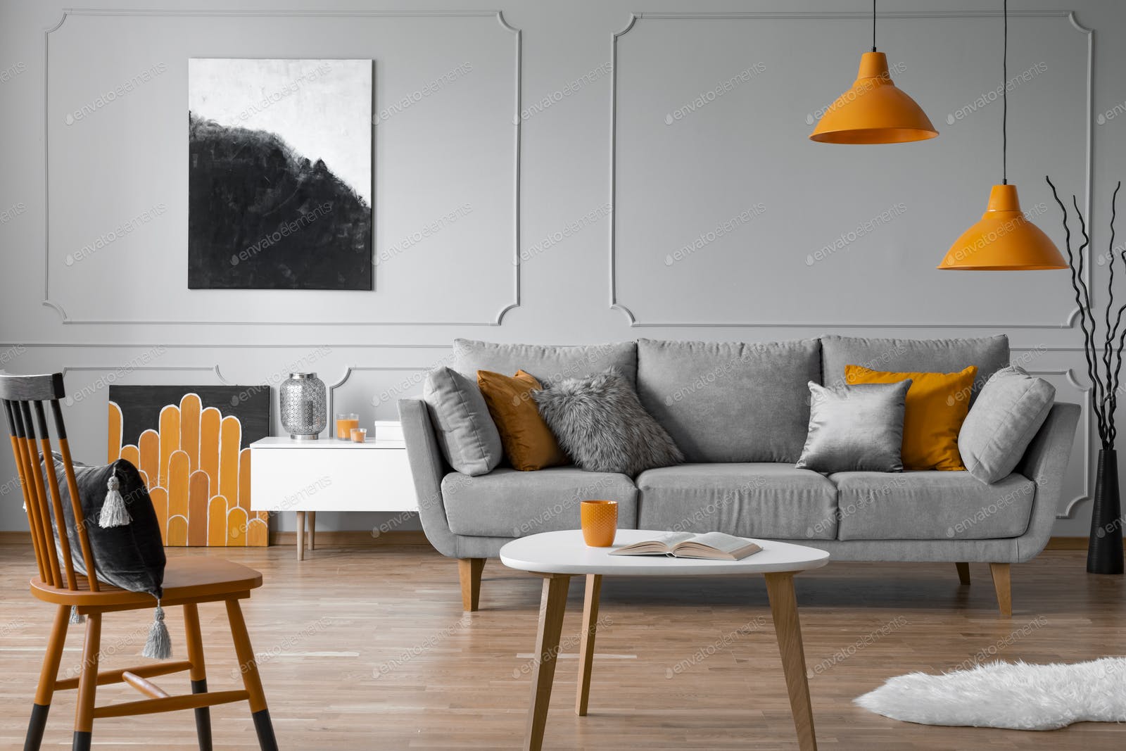SilverOrangeLivingRoom17 10 Ways to Make Your Home Look Elegant on a Budget