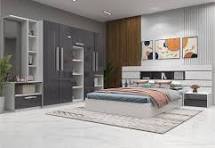 Minimal modern bed design in Gorakhpur with stylish bedroom furniture