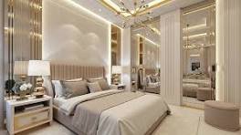 Luxury bed design in Gorakhpur with designer headboard and elegant lighting