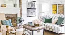 Farmhouse decor living room with wooden furniture and rustic interior design in Gorakhpur