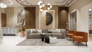 Modern home interior design in Kushinagar with luxury living room setup